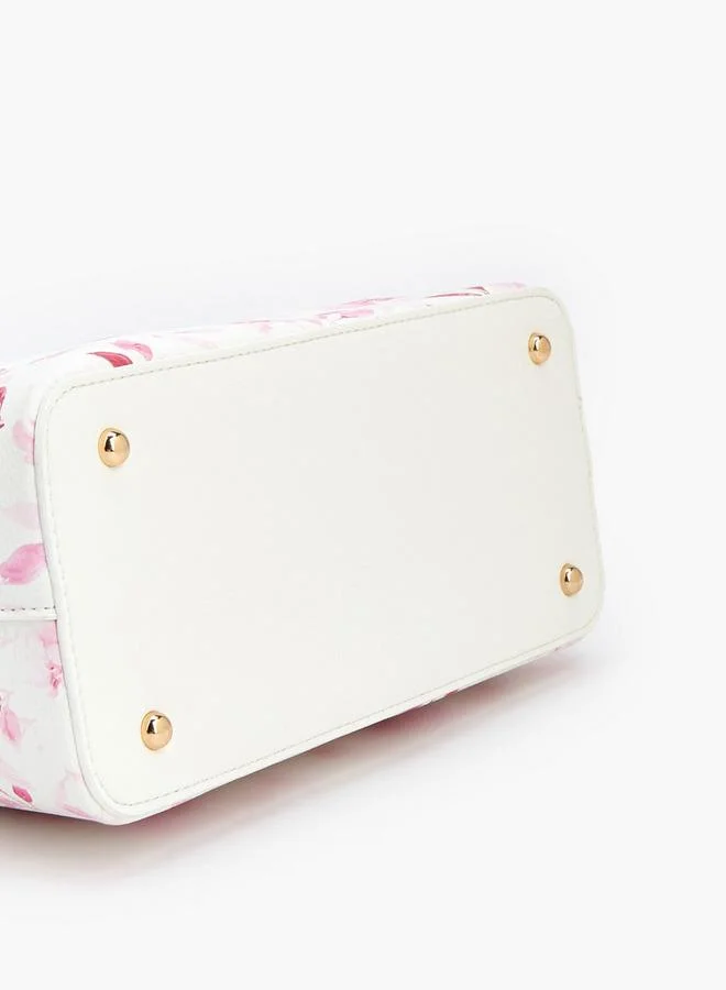 Flora Bella By Shoexpress PINK Floral Print Tote Bag With Bow Accent for Women | Best Price UAE